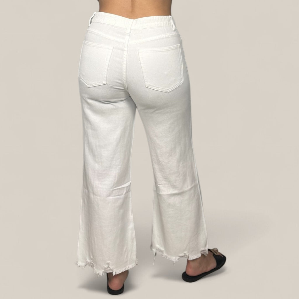 Distressed Wide Leg Denim Pants