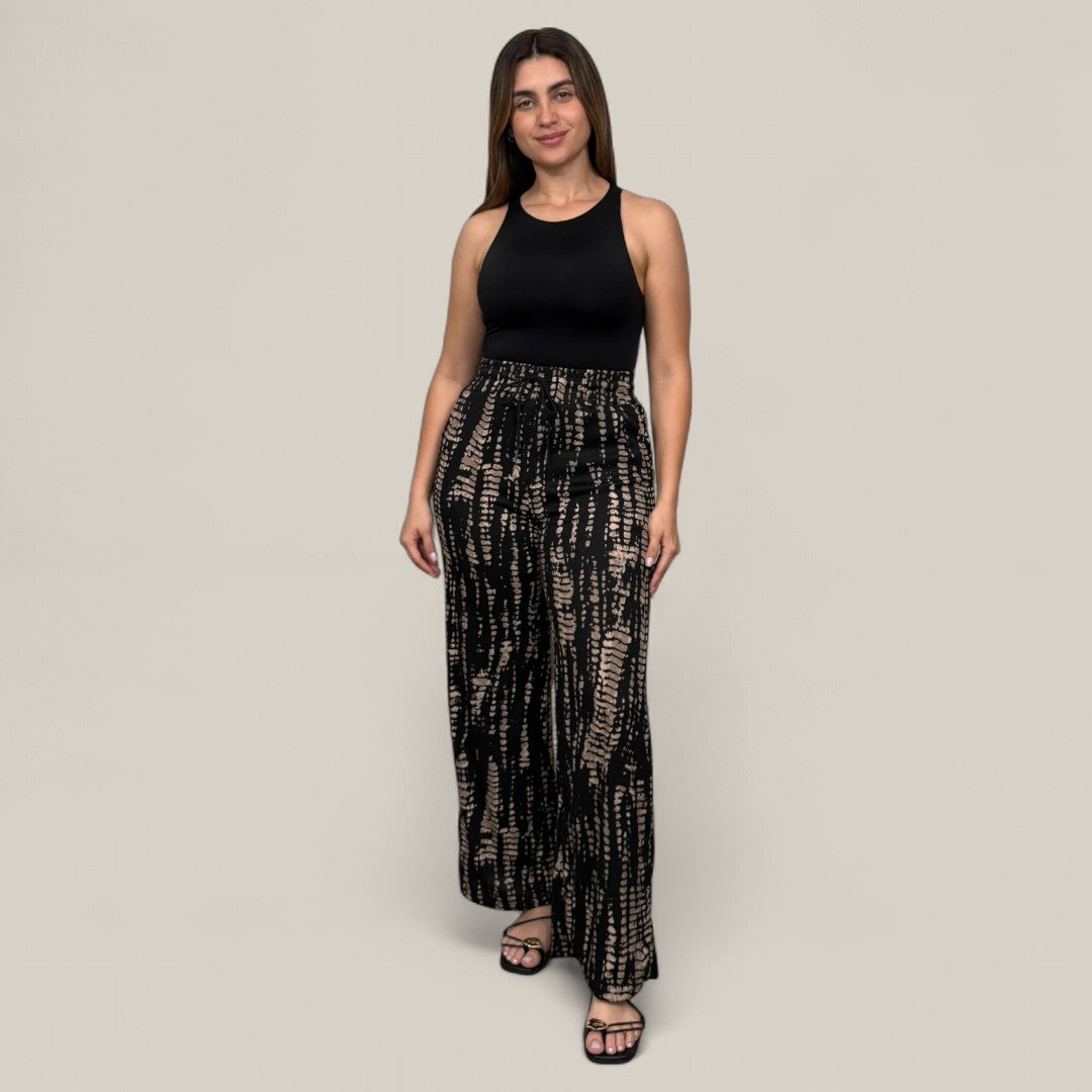 Croc Print Rib Wide Leg Pants