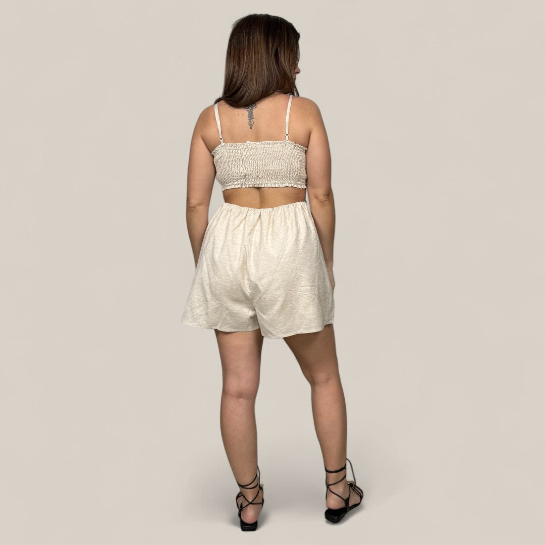 Flower Top Cutout Romper