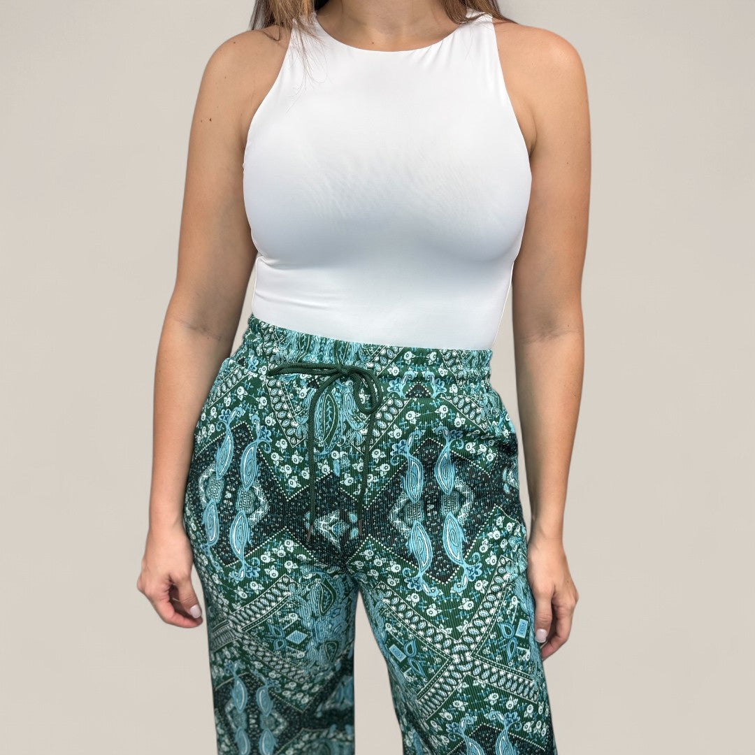 Boho Print Wide Leg Pants