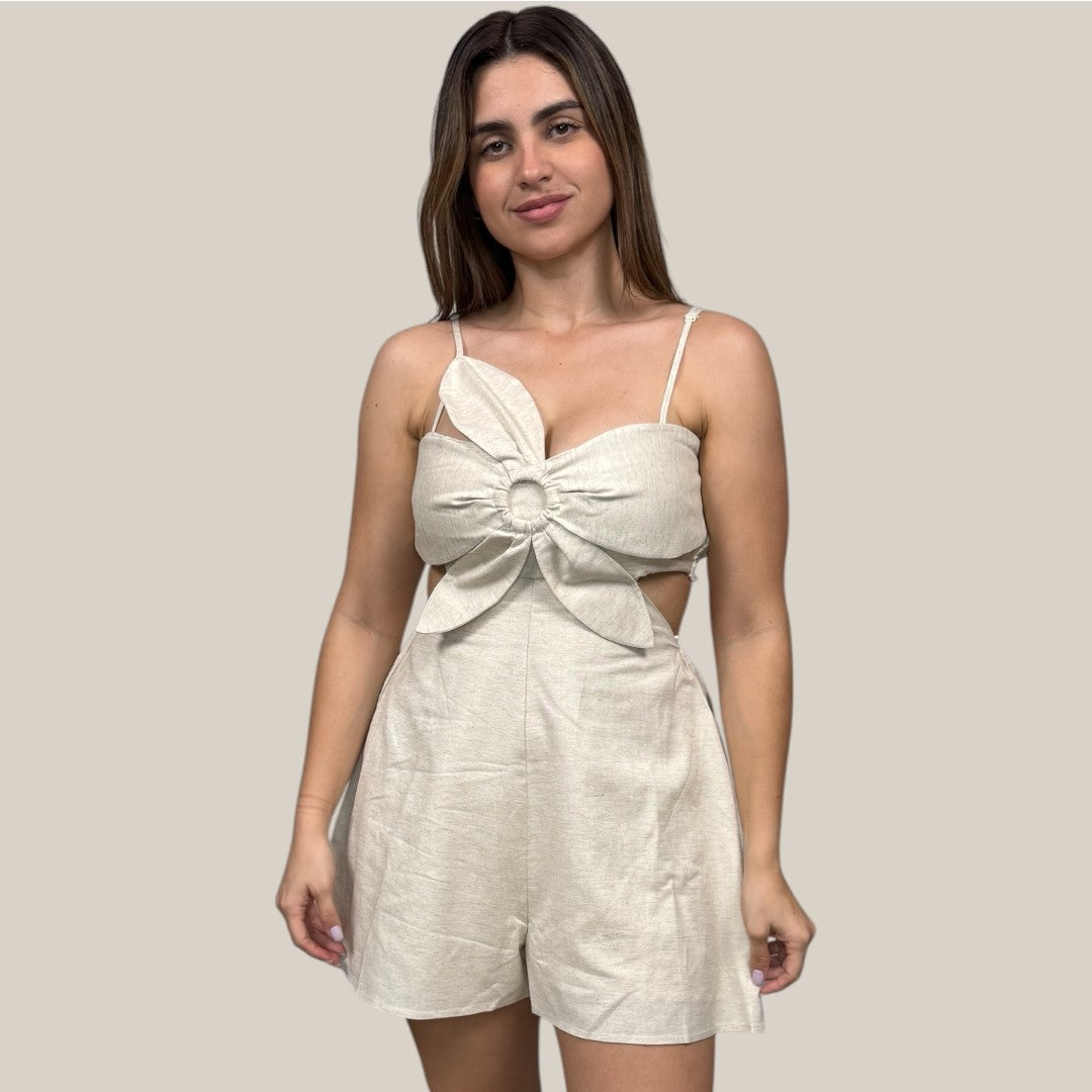 Flower Top Cutout Romper