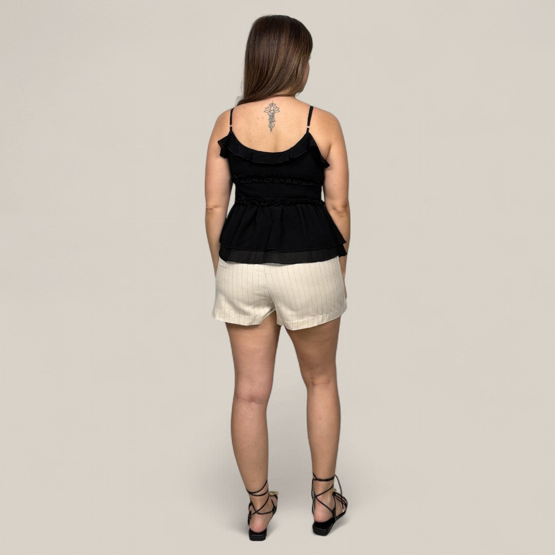 Ruffled Front-tie Chiffon Top