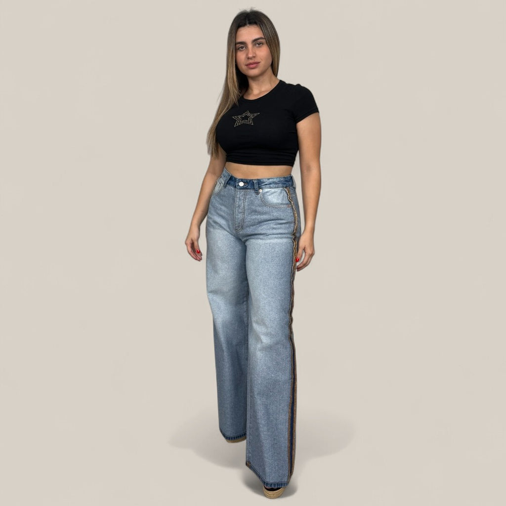 Inside Out Wide Leg Jeans