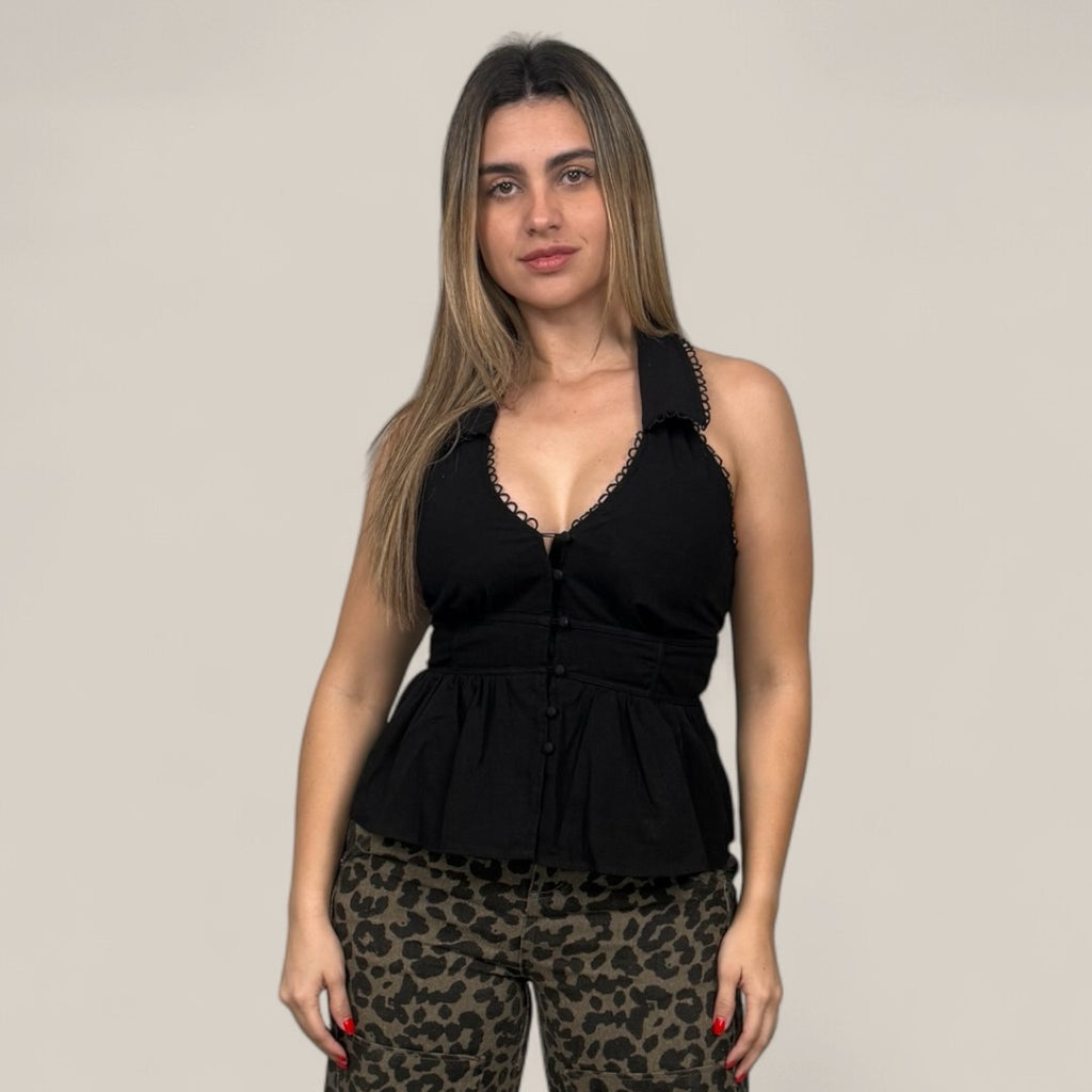 Scalloped Edge Halter Top