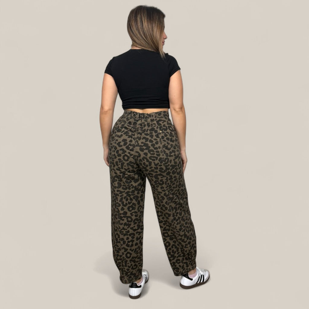 Leopard Print Barrel Pants