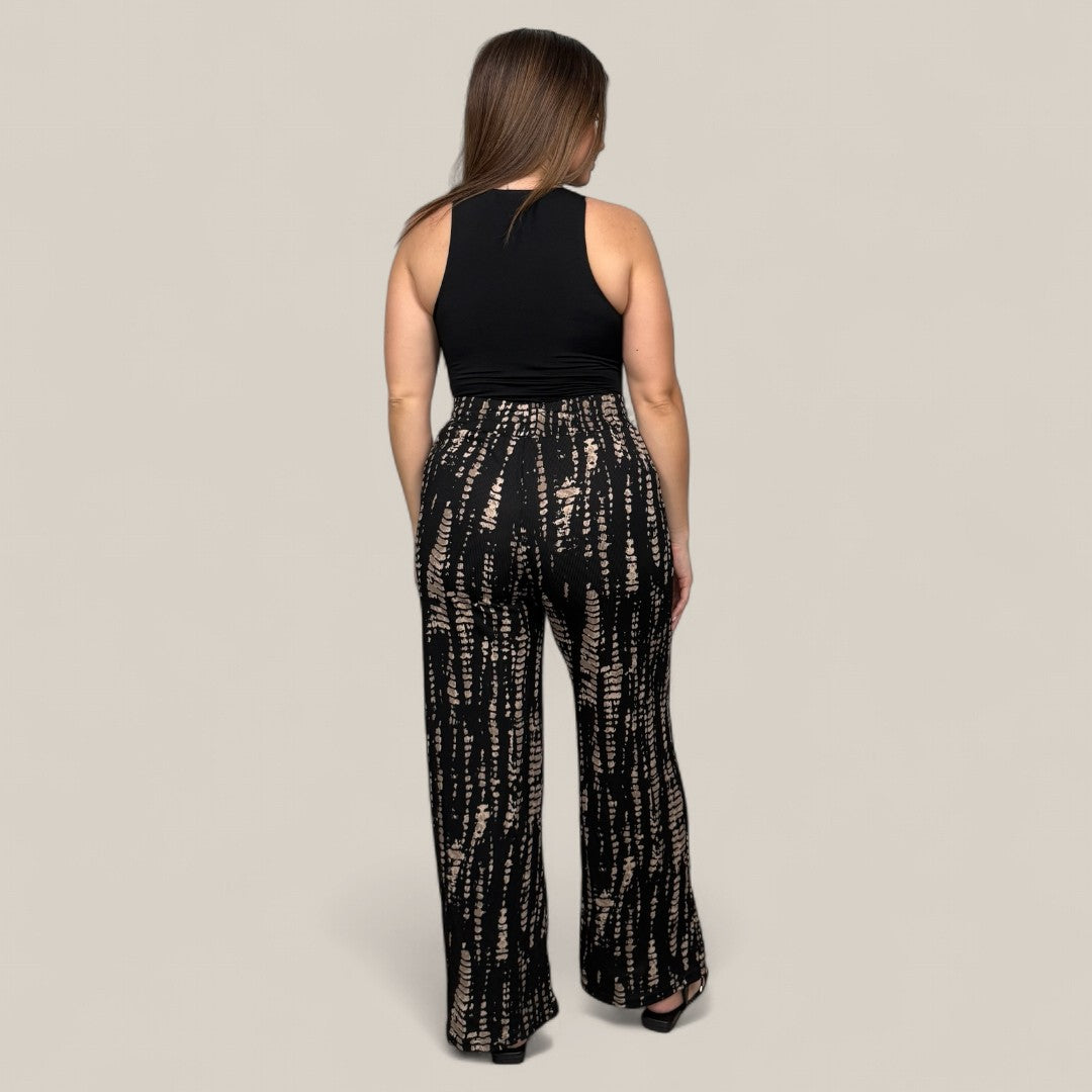 Croc Print Rib Wide Leg Pants