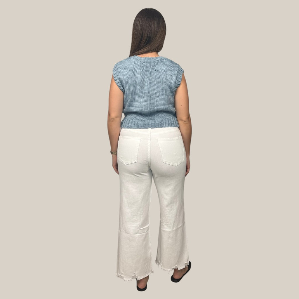 Distressed Wide Leg Denim Pants