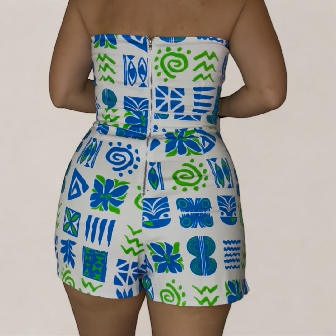Blue Green Abstract Romper