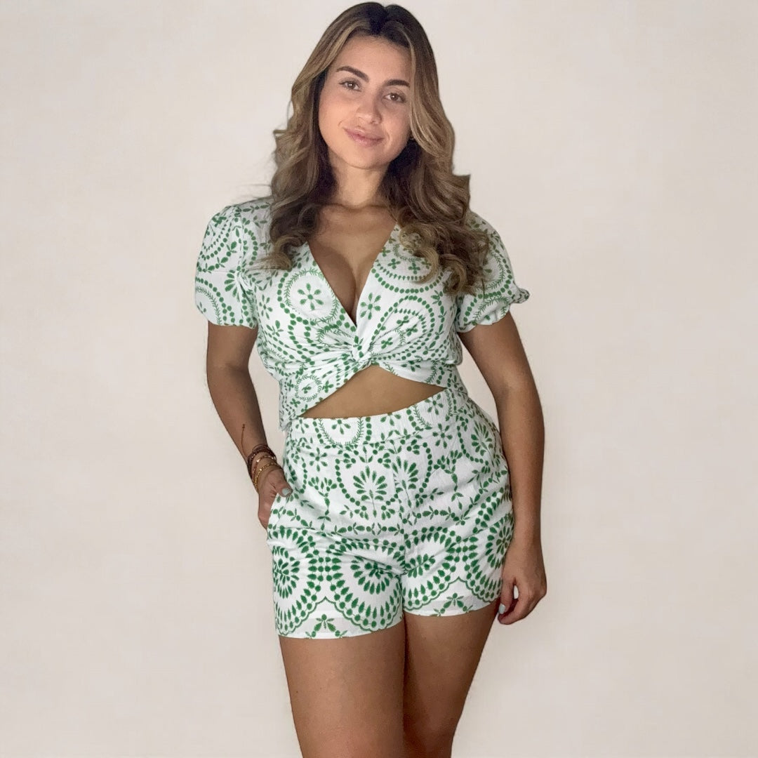 The Verde Embroidered Short Set