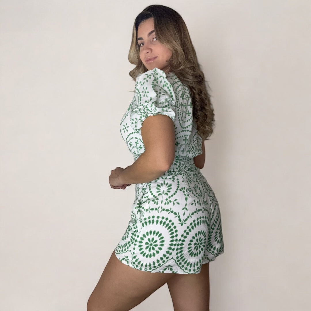 The Verde Embroidered Short Set