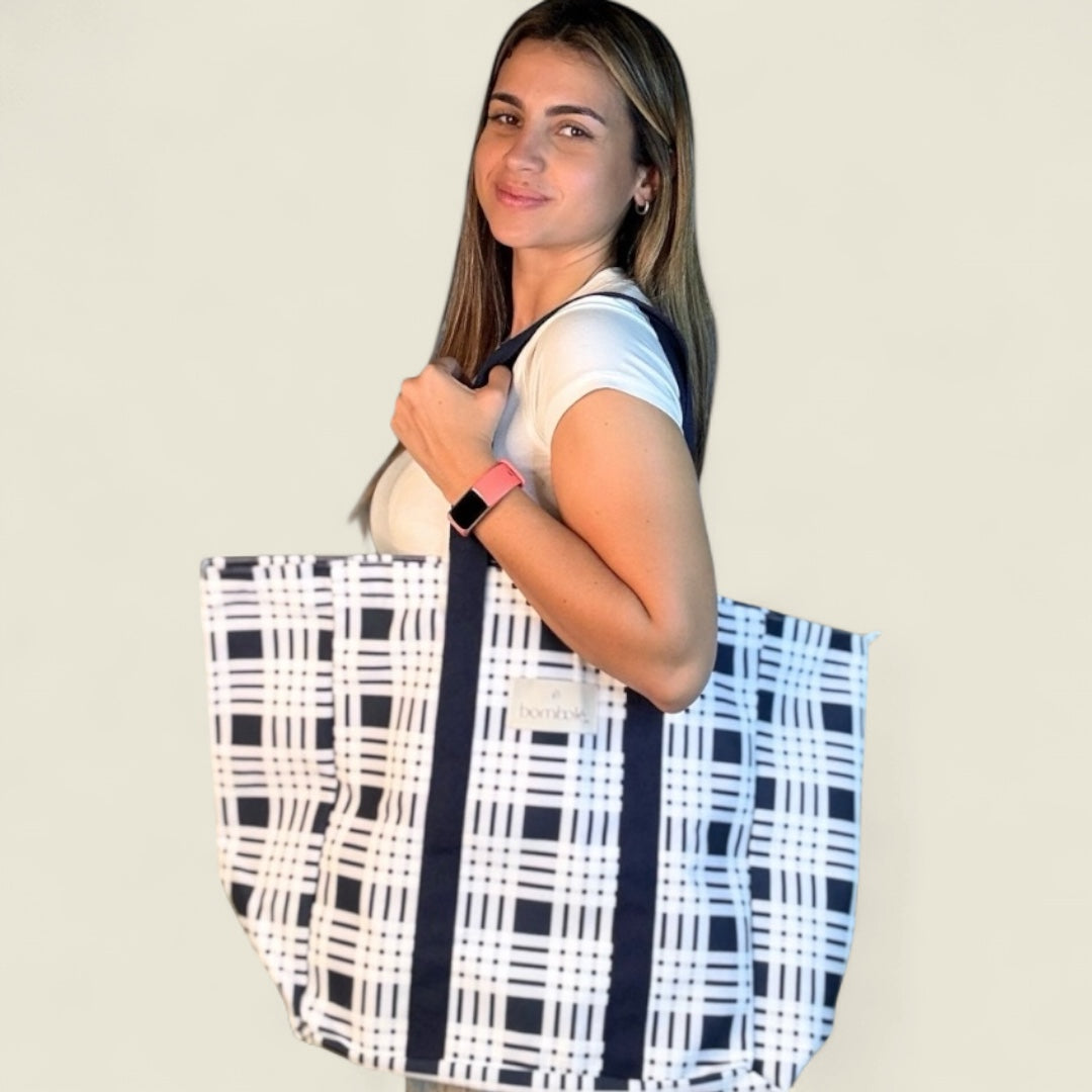 Blue Plaid Tote Bag