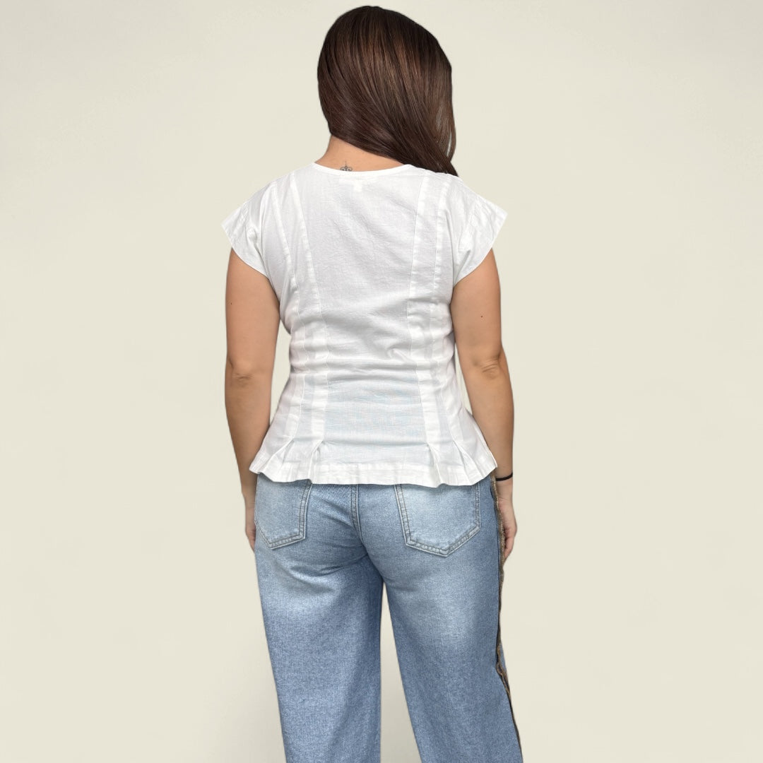 Cap Sleeve Top With Pleated Bottom