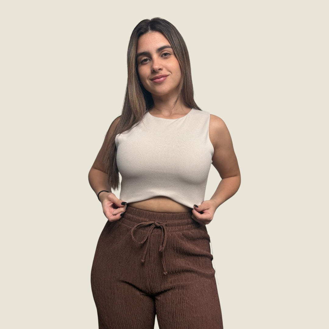 Sleeveless Wave Crop Top