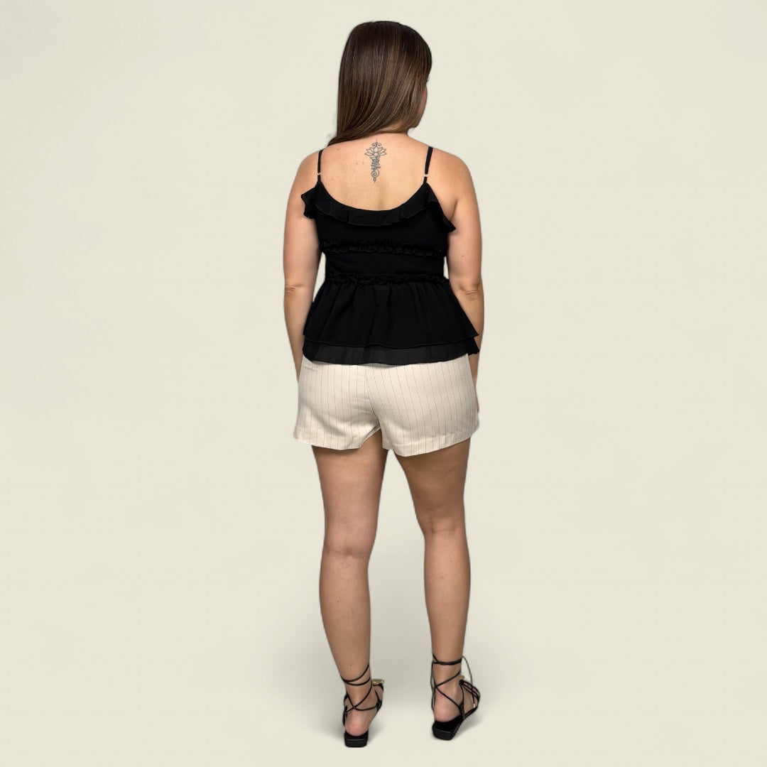 Ruffled Front-tie Chiffon Top