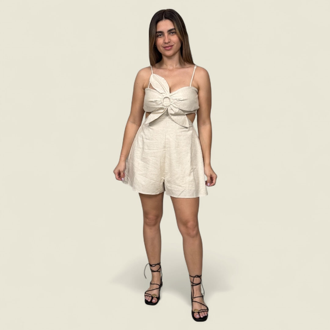 Flower Top Cutout Romper