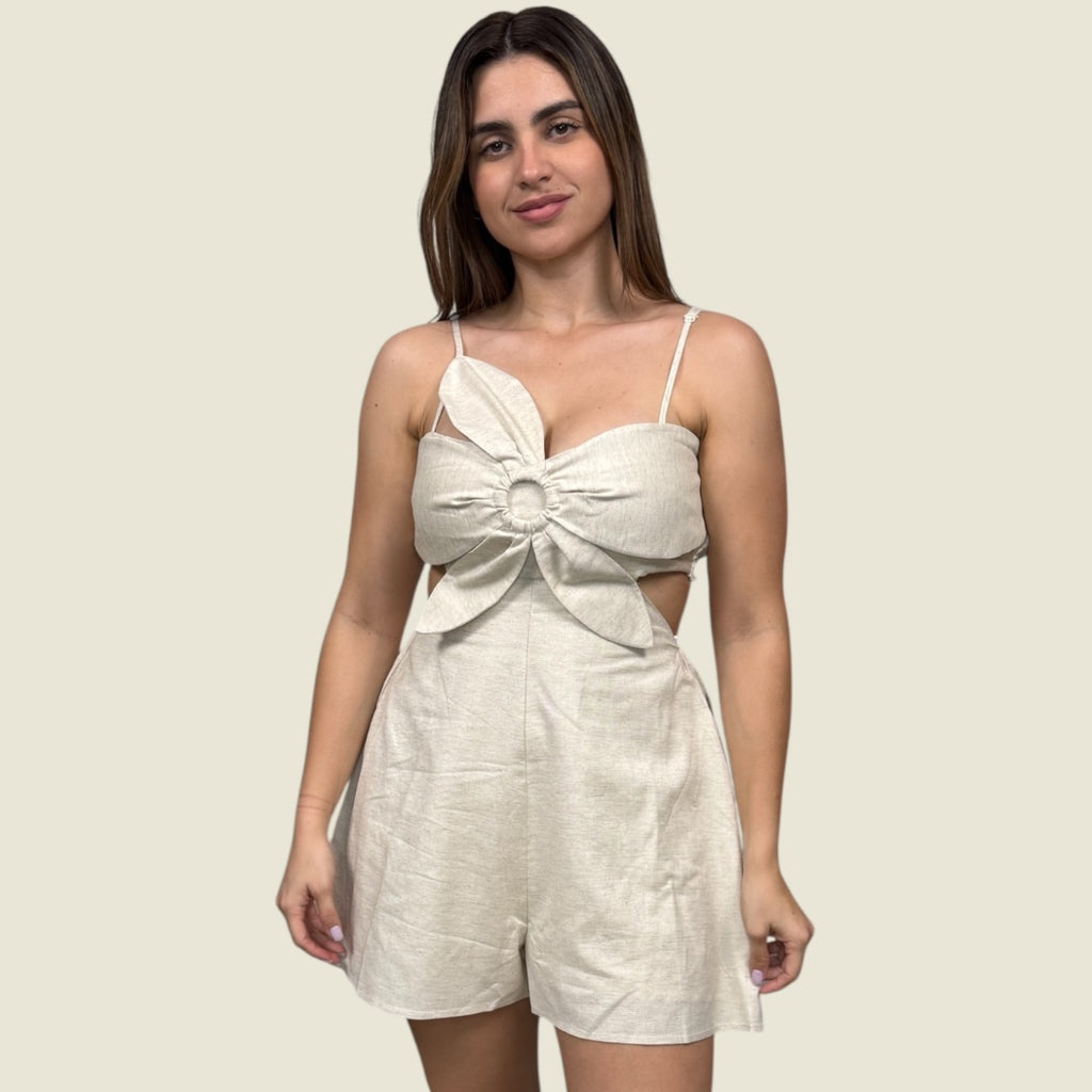 Flower Top Cutout Romper