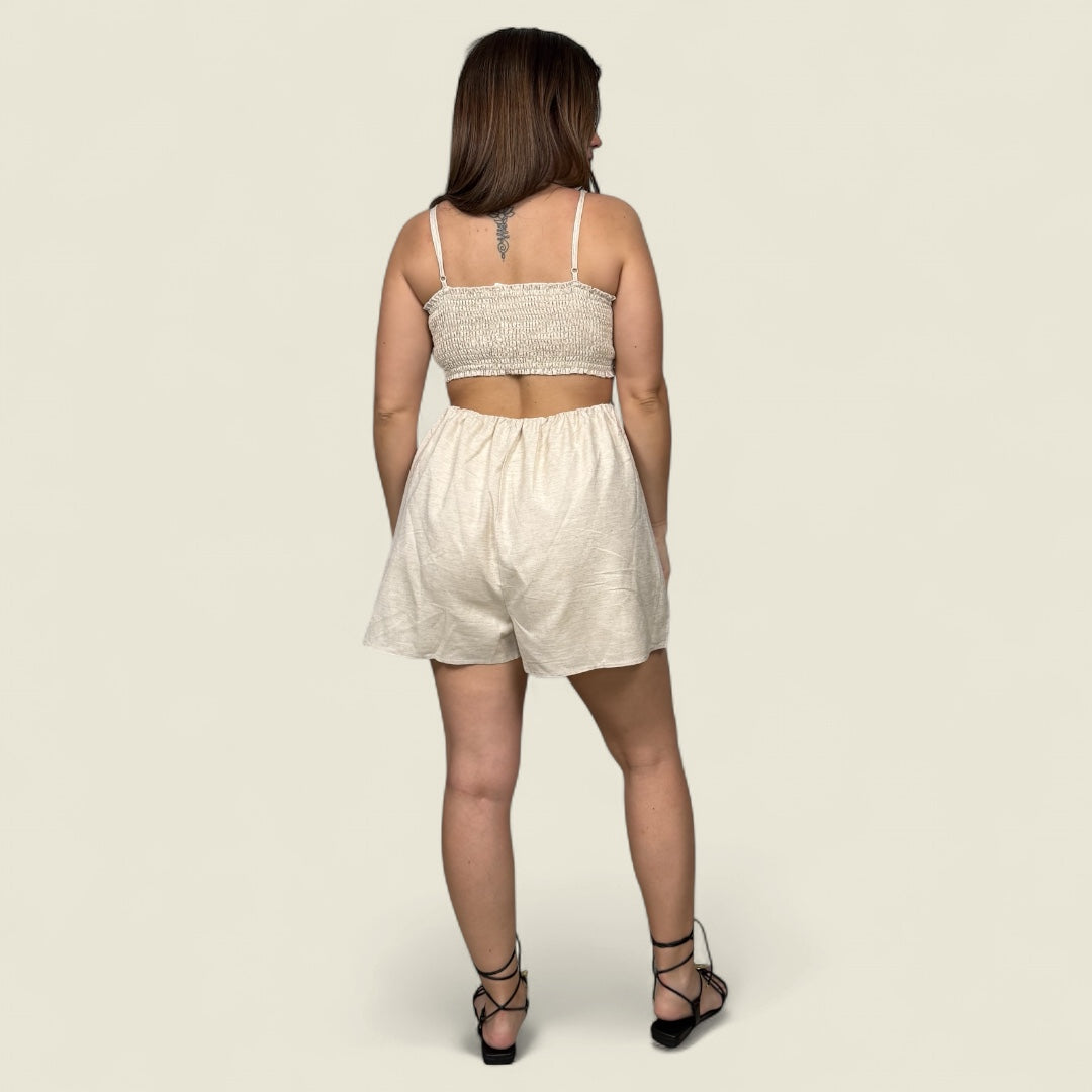 Flower Top Cutout Romper