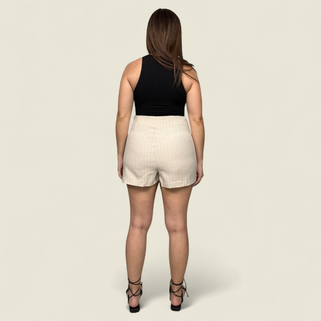 High Waist Slit Pinstripe Skorts