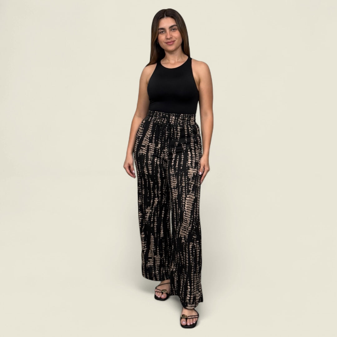 Croc Print Rib Wide Leg Pants