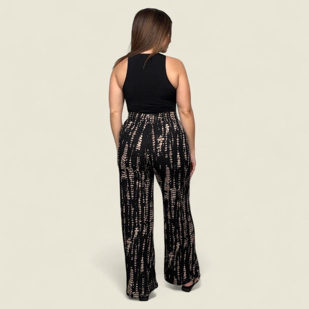 Croc Print Rib Wide Leg Pants
