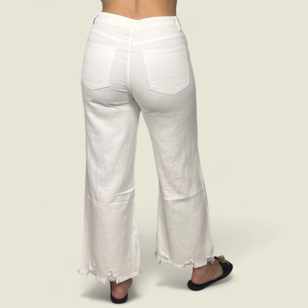 Distressed Wide Leg Denim Pants