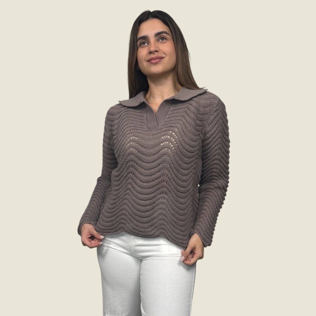 Wavy Knit Sweater