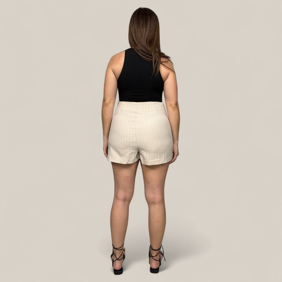 High Waist Slit Pinstripe Skorts