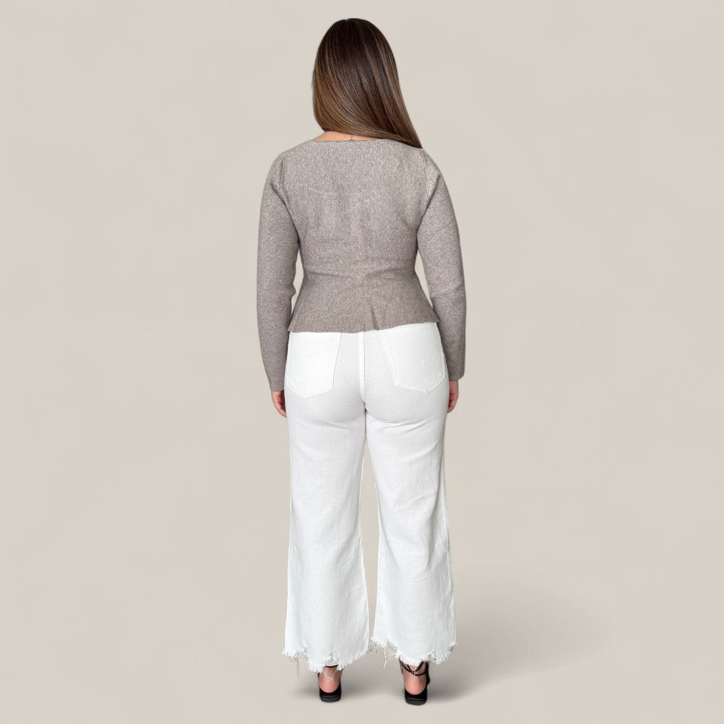 Knit Button Peplum Top