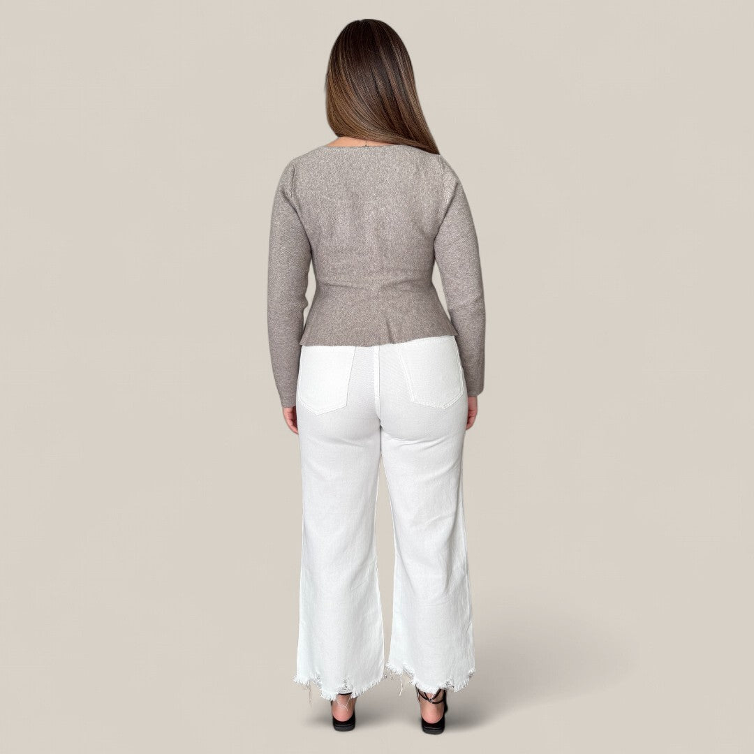 Knit Button Peplum Top