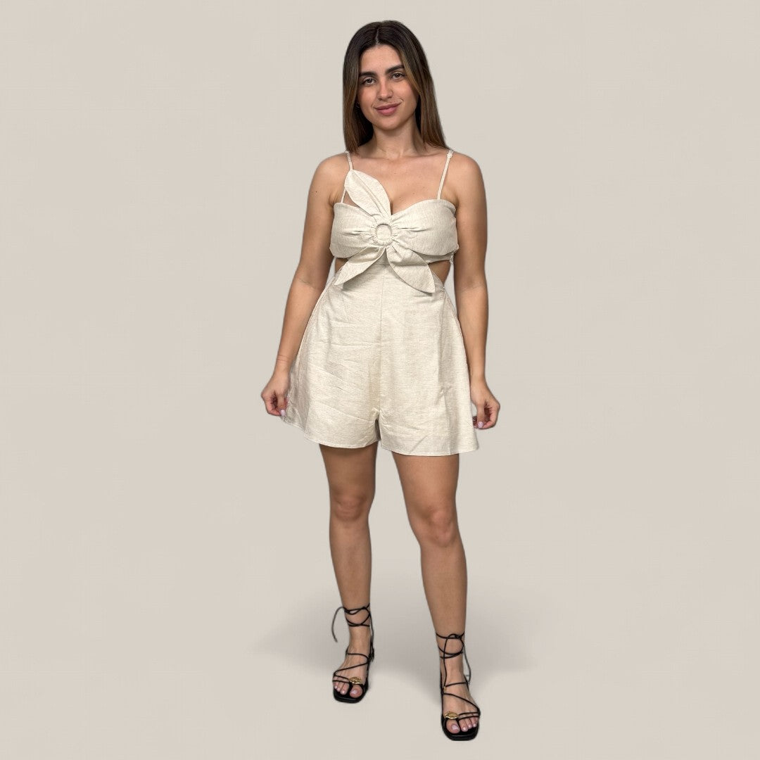 Flower Top Cutout Romper