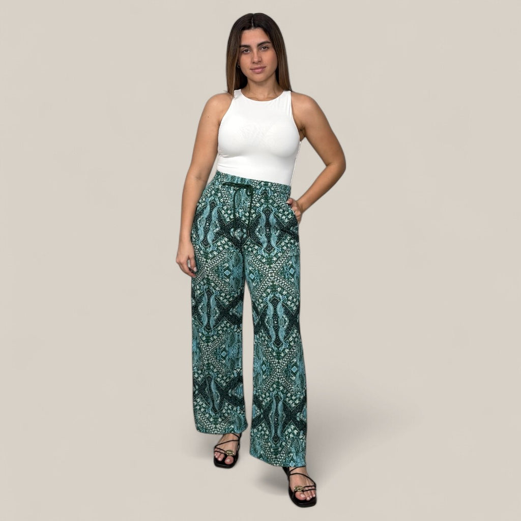 Boho Print Wide Leg Pants